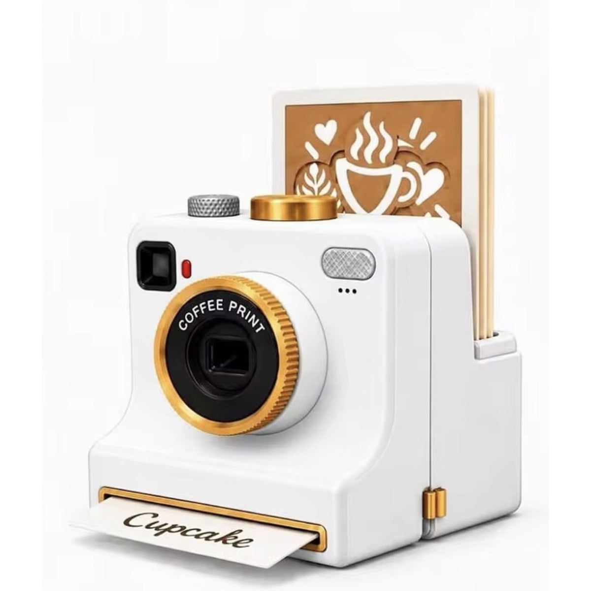 CafeCam blanca, cámara estampadora de café