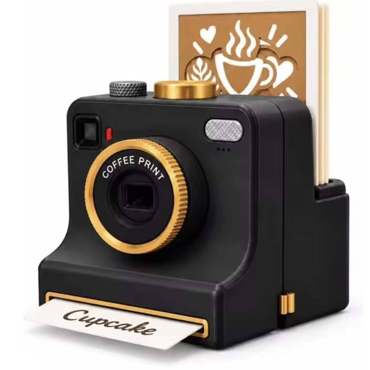 CafeCam negra, cámara estampadora de café