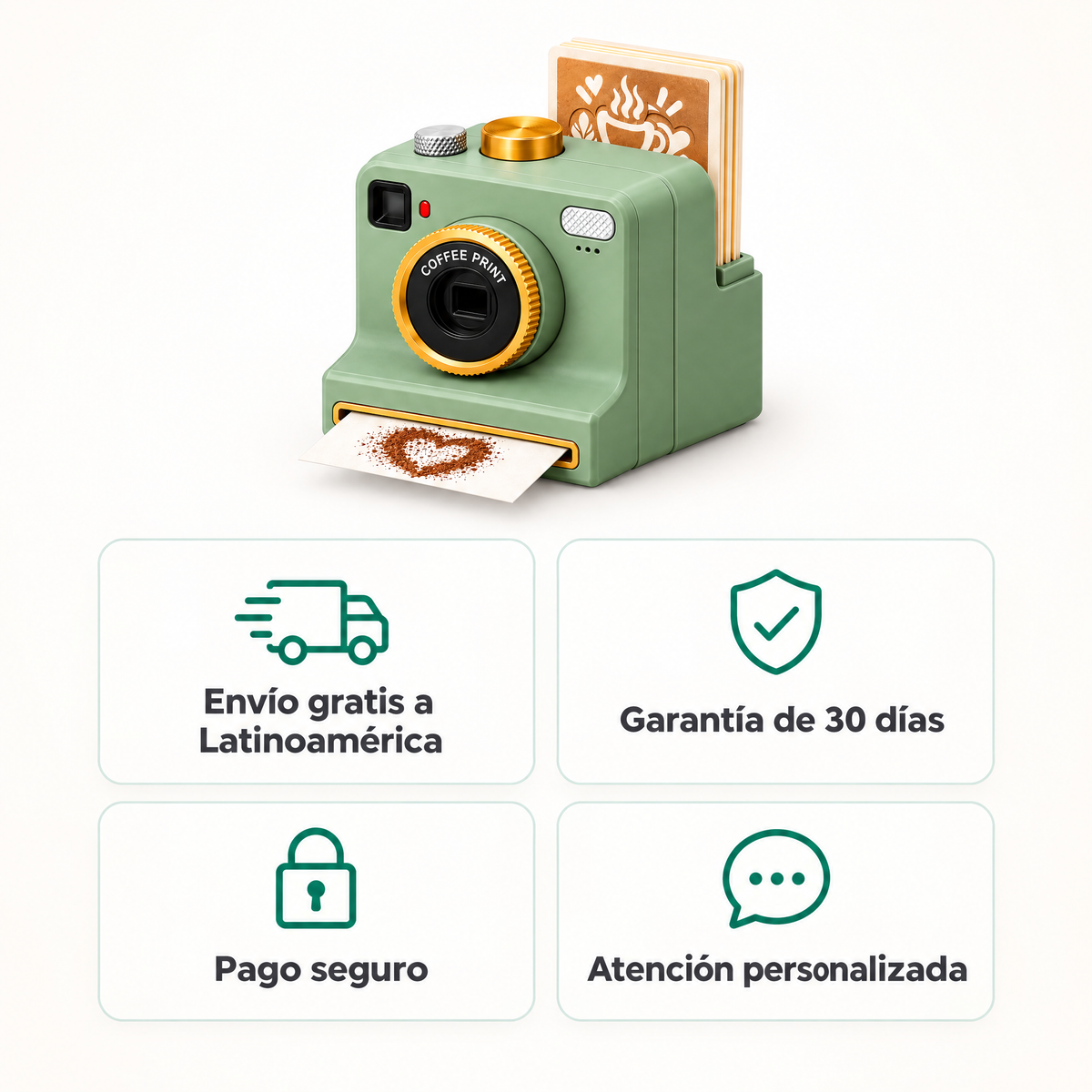 Envío gratis a Latinoamérica, garantía de 30 días, pago seguro y atención personalizada